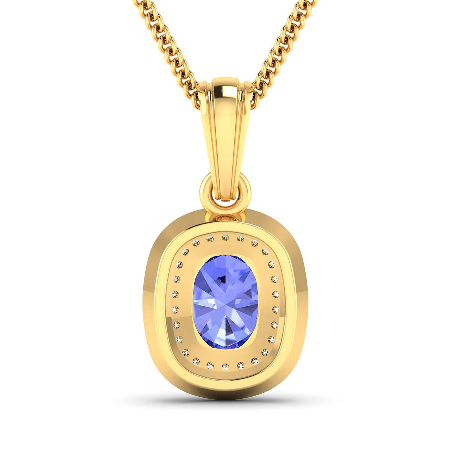 1.45 Carat Genuine Tanzanite and White Diamond 14K Yellow Gold Pendant Bids.com