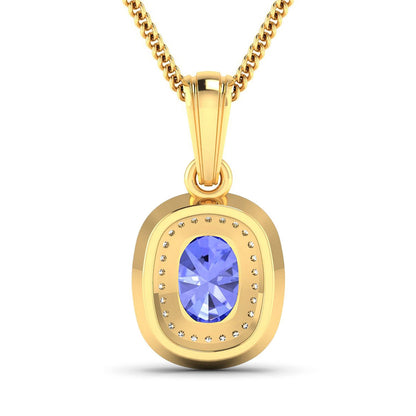 1.45 Carat Genuine Tanzanite and White Diamond 14K Yellow Gold Pendant Bids.com
