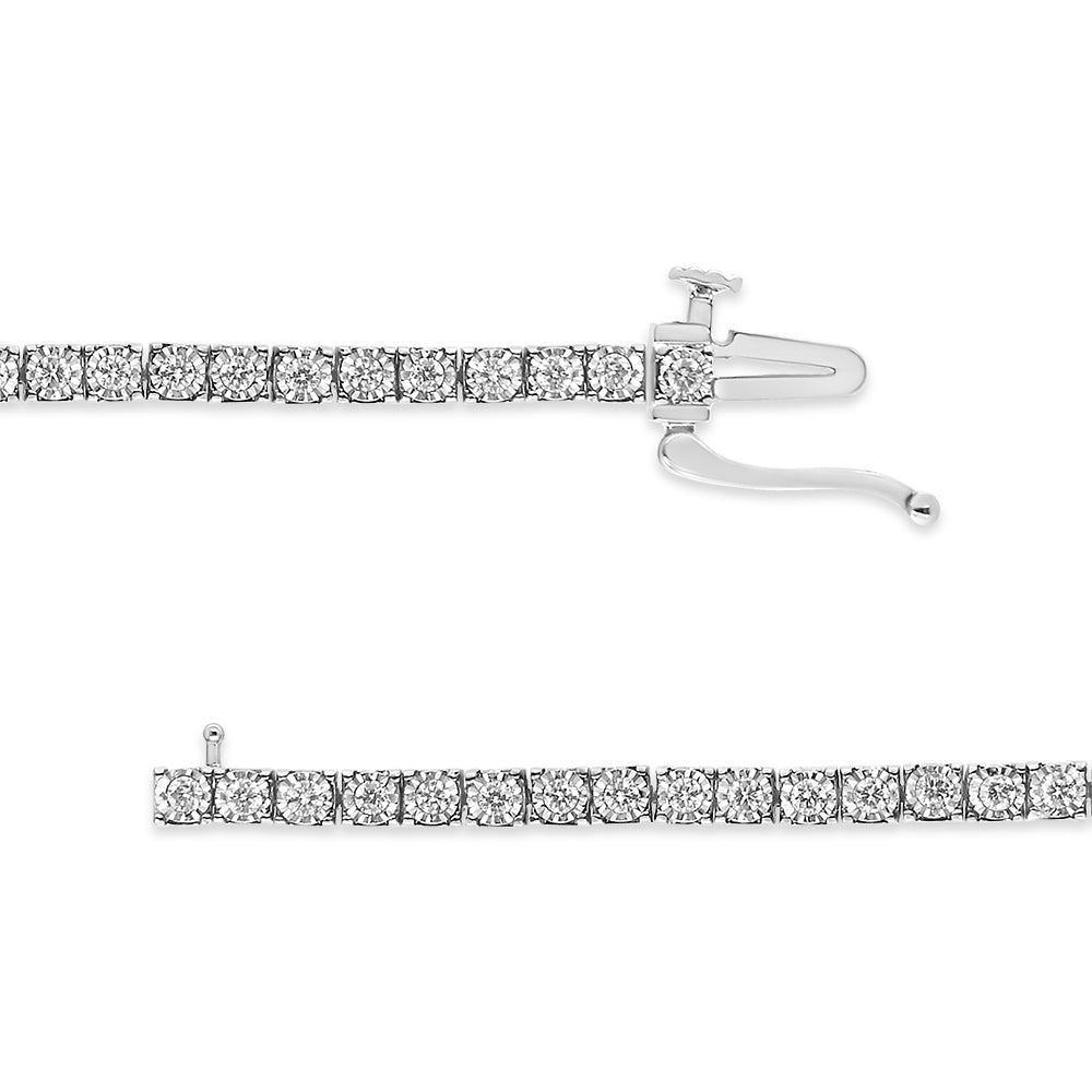 14K White Gold 1.0 Cttw Miracle Set Round-Cut Lab Grown Diamond Illusion Tennis Bracelet (F-G Color, VS2-SI1 Clarity) Size 7" Bids.com