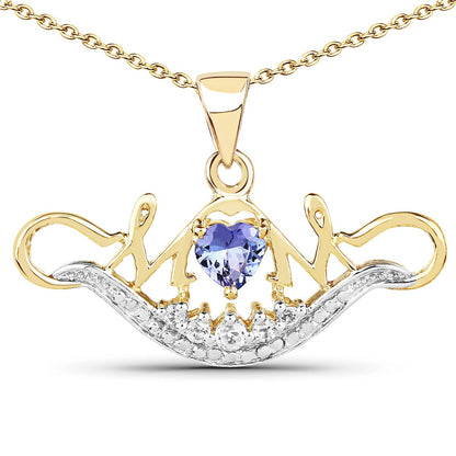 14K Yellow Gold Plated 0.62 Carat Genuine Tanzanite and White Topaz .925 Sterling Silver Pendant Bids.com