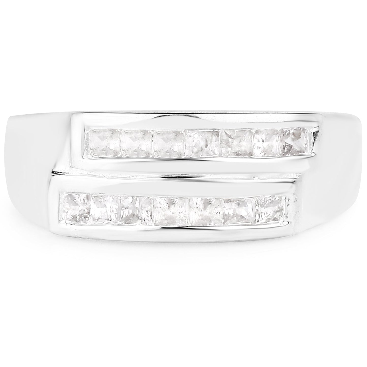 0.70 Carat Genuine White Sapphire .925 Sterling Silver Ring Bids.com