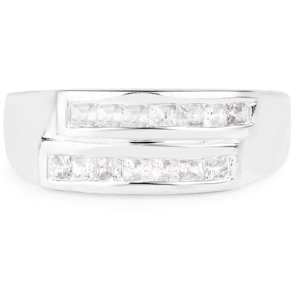 0.70 Carat Genuine White Sapphire .925 Sterling Silver Ring Bids.com