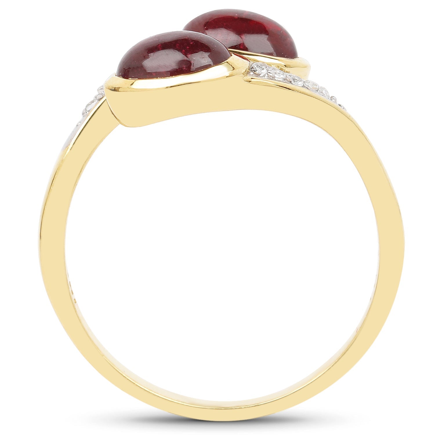 14K Yellow Gold Plated 2.38 Carat Glass Filled Ruby and White Topaz .925 Sterling Silver Ring Bids.com