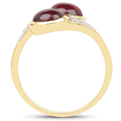 14K Yellow Gold Plated 2.38 Carat Glass Filled Ruby and White Topaz .925 Sterling Silver Ring Bids.com
