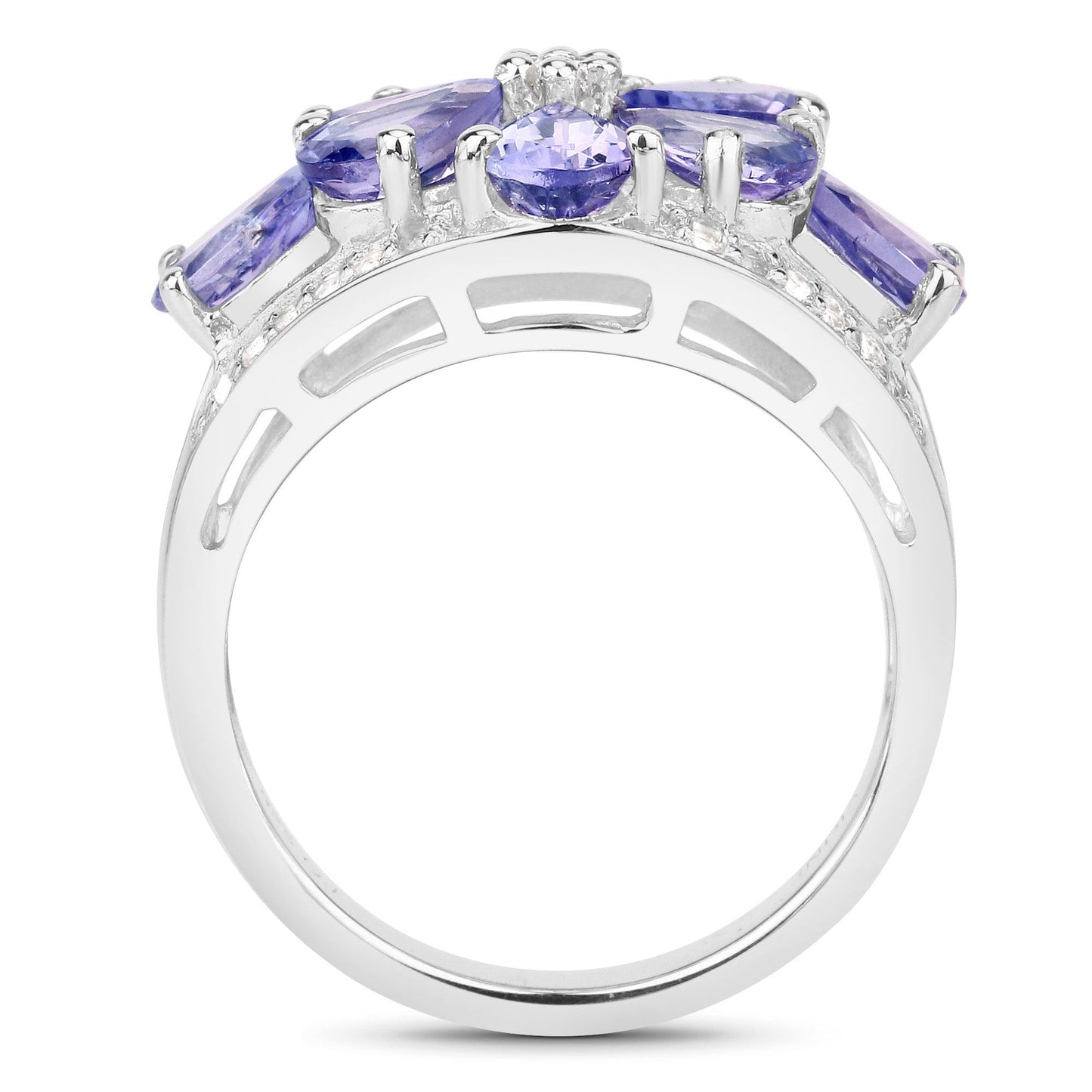 3.24 Carat Genuine Tanzanite and White Topaz .925 Sterling Silver Ring Bids.com