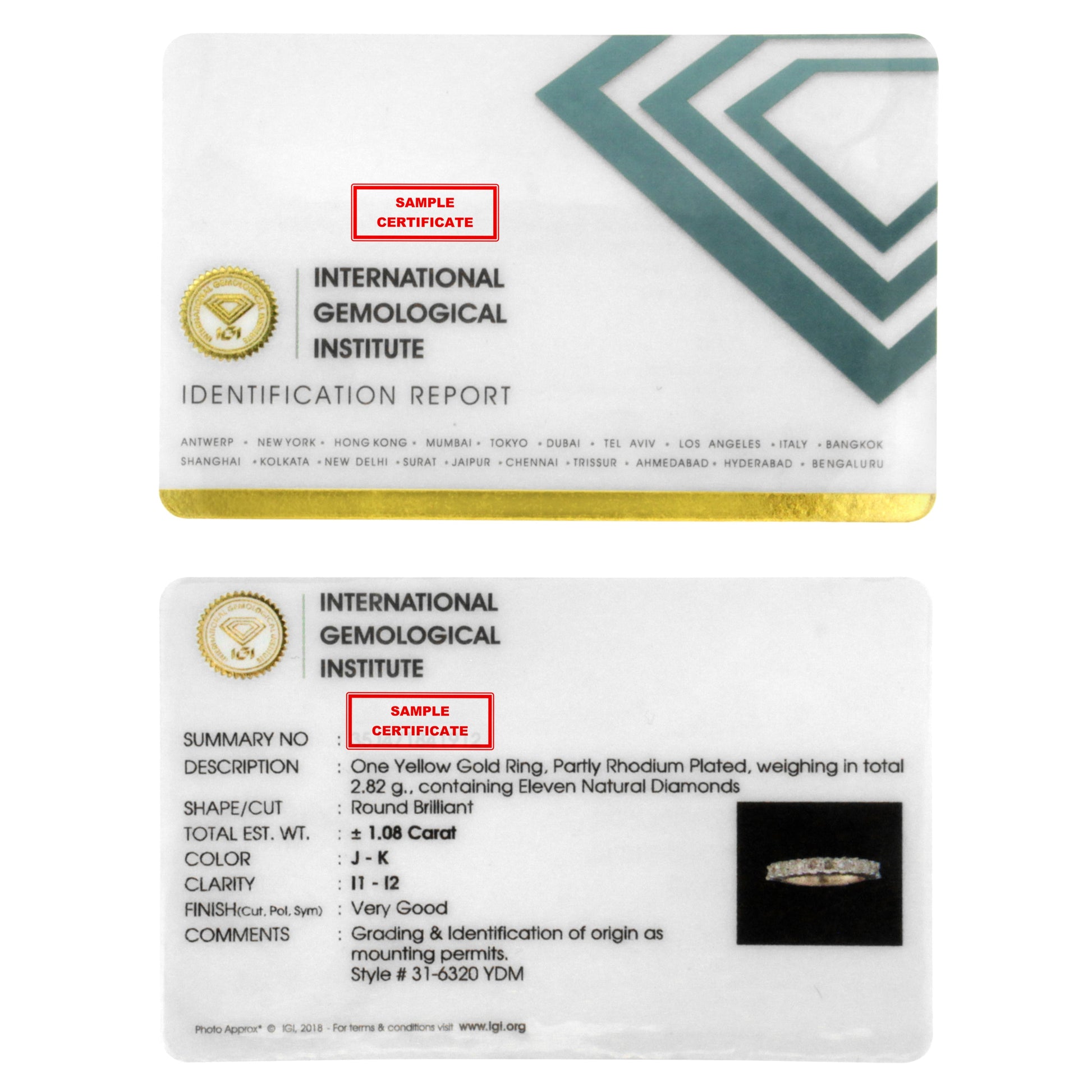 IGI Certified 1.0 Cttw Diamond 10K Yellow Gold Prong Set Fluted Band Style Wedding Ring (J-K Color, I1-I2 Clarity) - Size 7 Bids.com