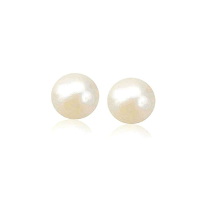 14k Yellow Gold Freshwater Cultured White Pearl Stud Earrings (7.0 mm) Bids.com