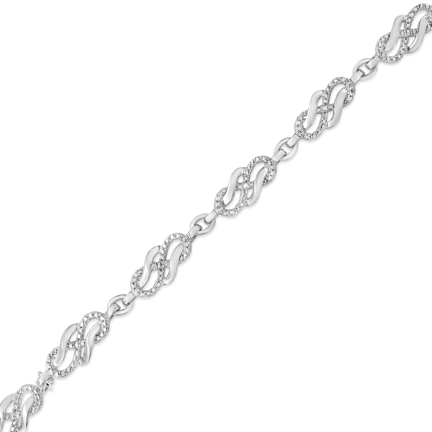 .925 Sterling Silver Prong Set Diamond Accent Infinity Weave Link 7.25" Bracelet (I-J Color, I3 Clarity) Bids.com