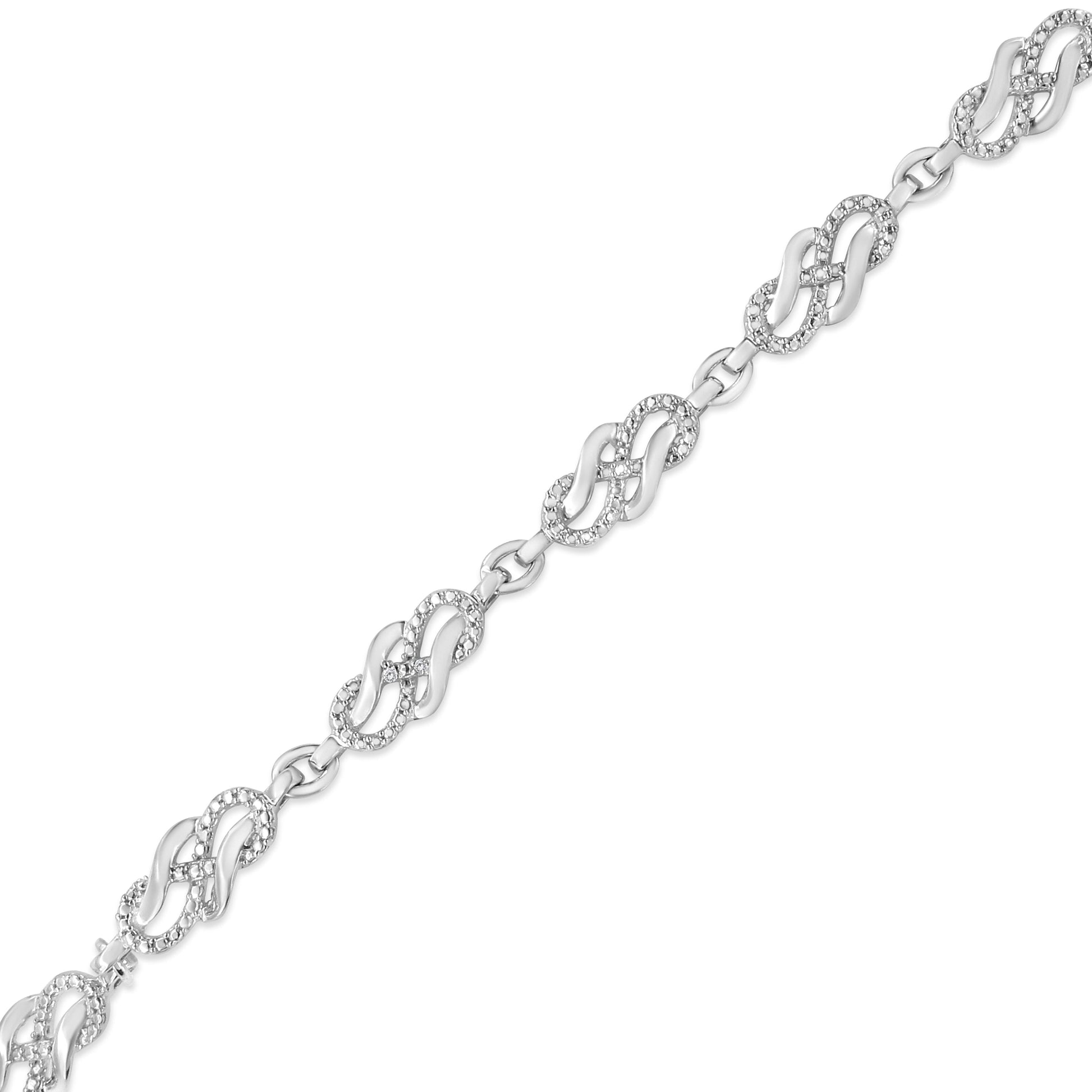 .925 Sterling Silver Prong Set Diamond Accent Infinity Weave Link 7.25" Bracelet (I-J Color, I3 Clarity) Bids.com