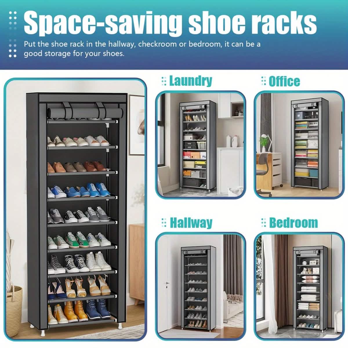 10-Layer 9 Grid Shoe Rack Shelf Storage Closet Organizer DailySale