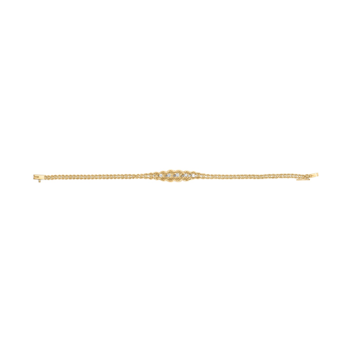 10K Yellow Gold 1/4 Cttw Round-Cut Diamond Basket Weave Rope Chain Style 7" Bracelet (H-I Color, I1-I2 Clarity) Bids.com