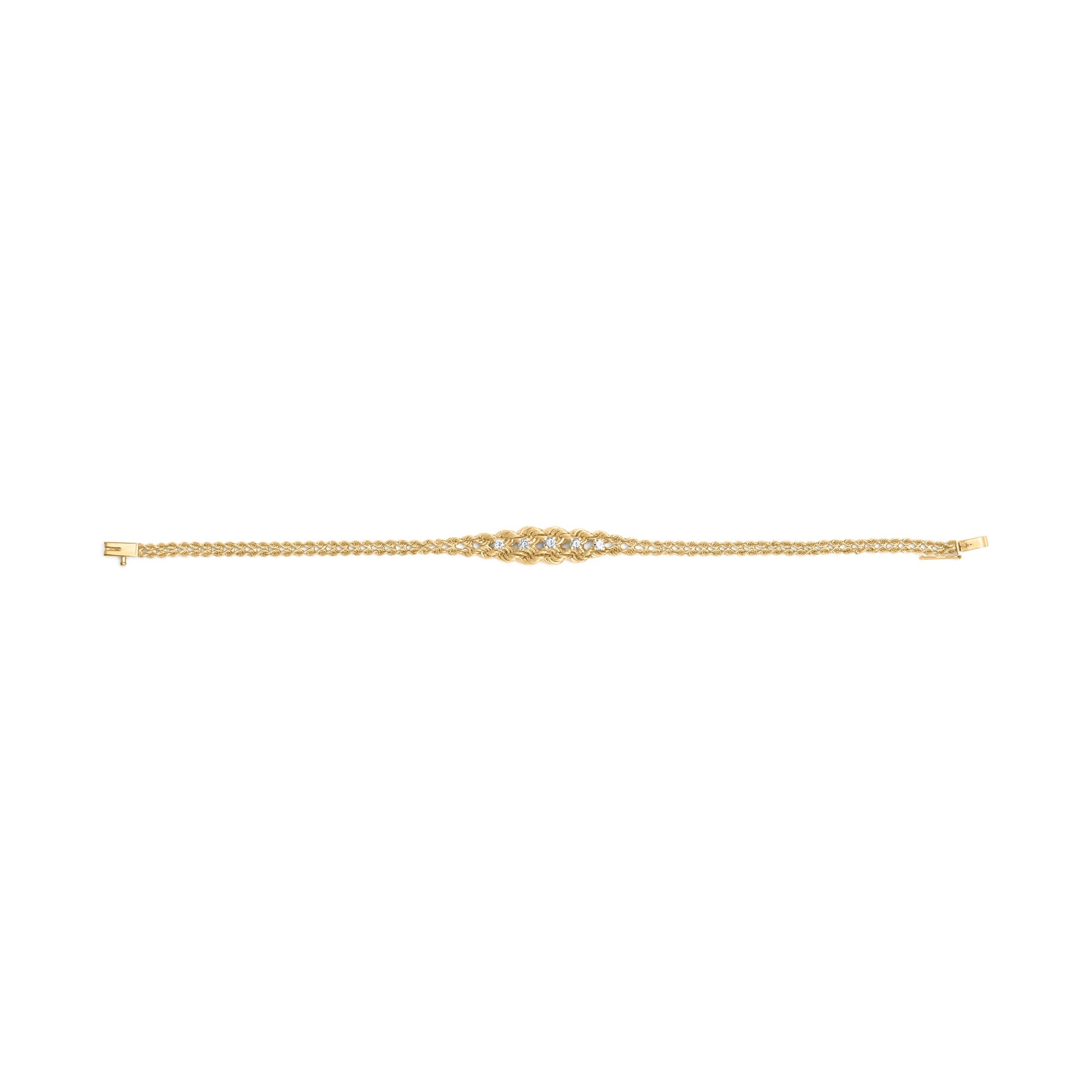 10K Yellow Gold 1/4 Cttw Round-Cut Diamond Basket Weave Rope Chain Style 7" Bracelet (H-I Color, I1-I2 Clarity) Bids.com