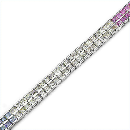 9.50 Carat Genuine Multi sapphire Sterling Silver Bracelet Bids.com