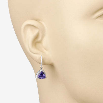 3.86 Carat Genuine Tanzanite and White Diamond 14K White Gold Earrings Bids.com