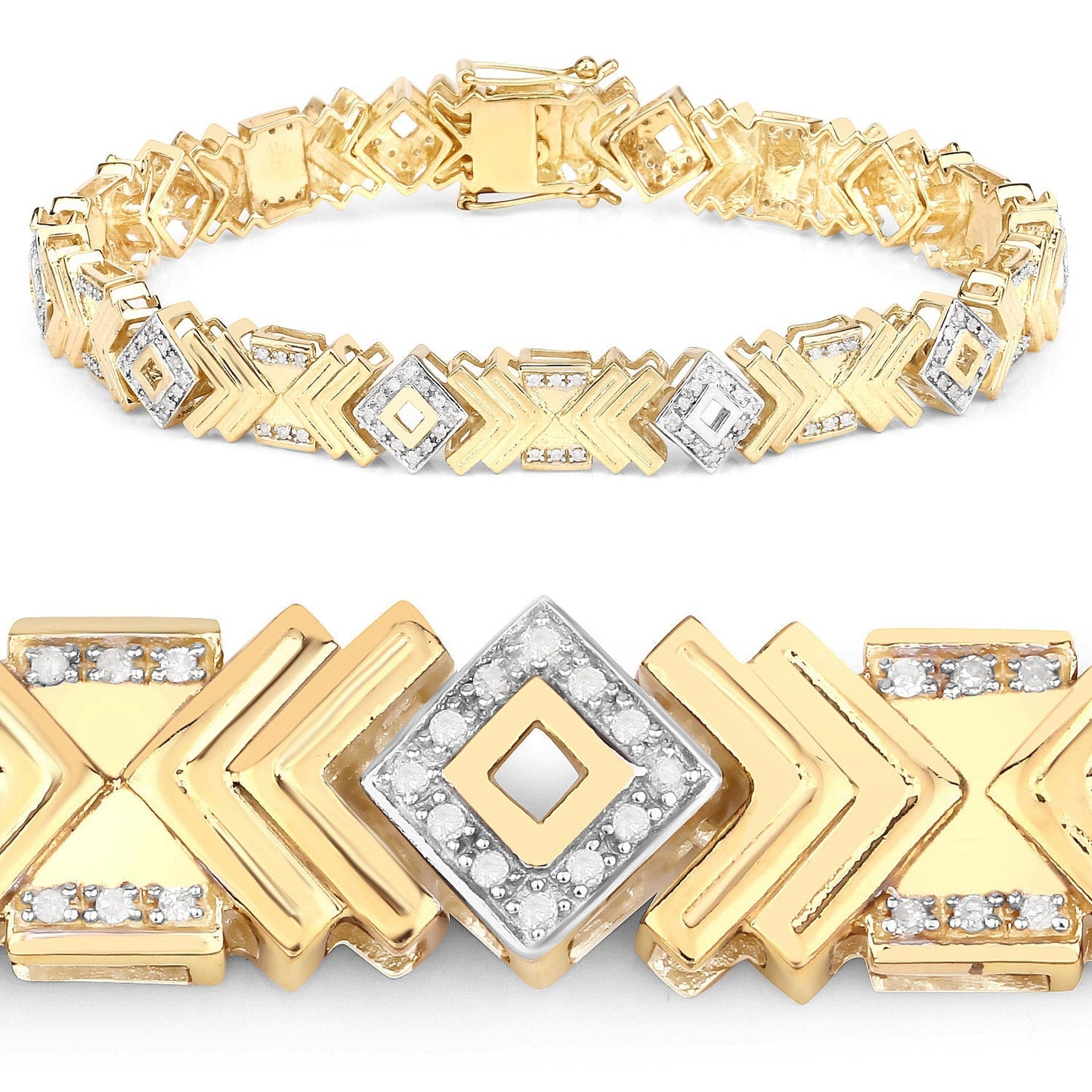0.98 Carat Genuine White Diamond .925 Sterling Silver Bracelet Bids.com