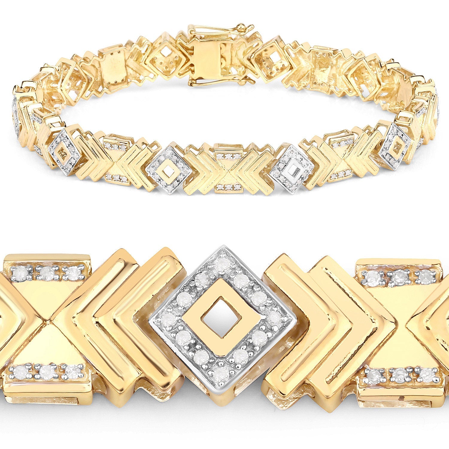 0.98 Carat Genuine White Diamond .925 Sterling Silver Bracelet Bids.com