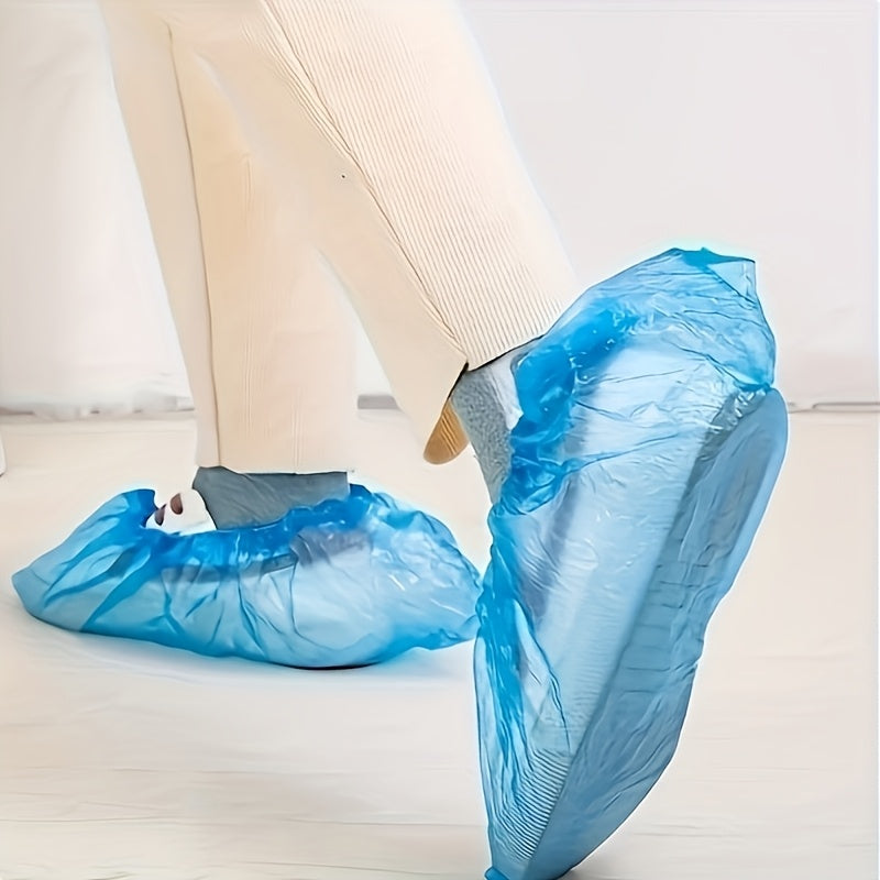 100-Pack: Disposable Plastic Shoe Covers – Waterproof & Slip-Resistant DailySale