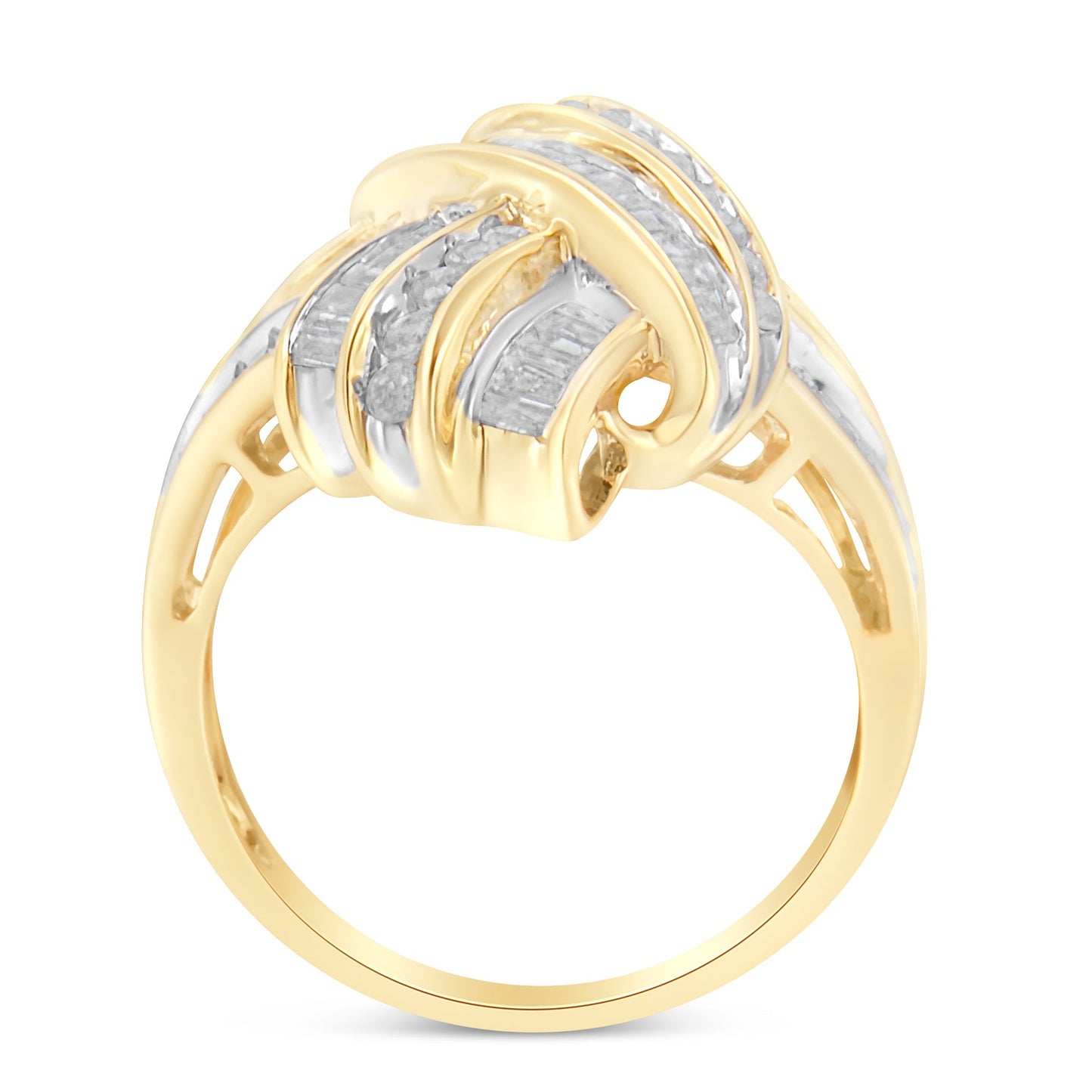 10K Yellow Gold Diamond Bypass Cocktail Ring (1 1/5 Cttw, I-J Color, I2-I3 Clarity) - Size 8 Bids.com