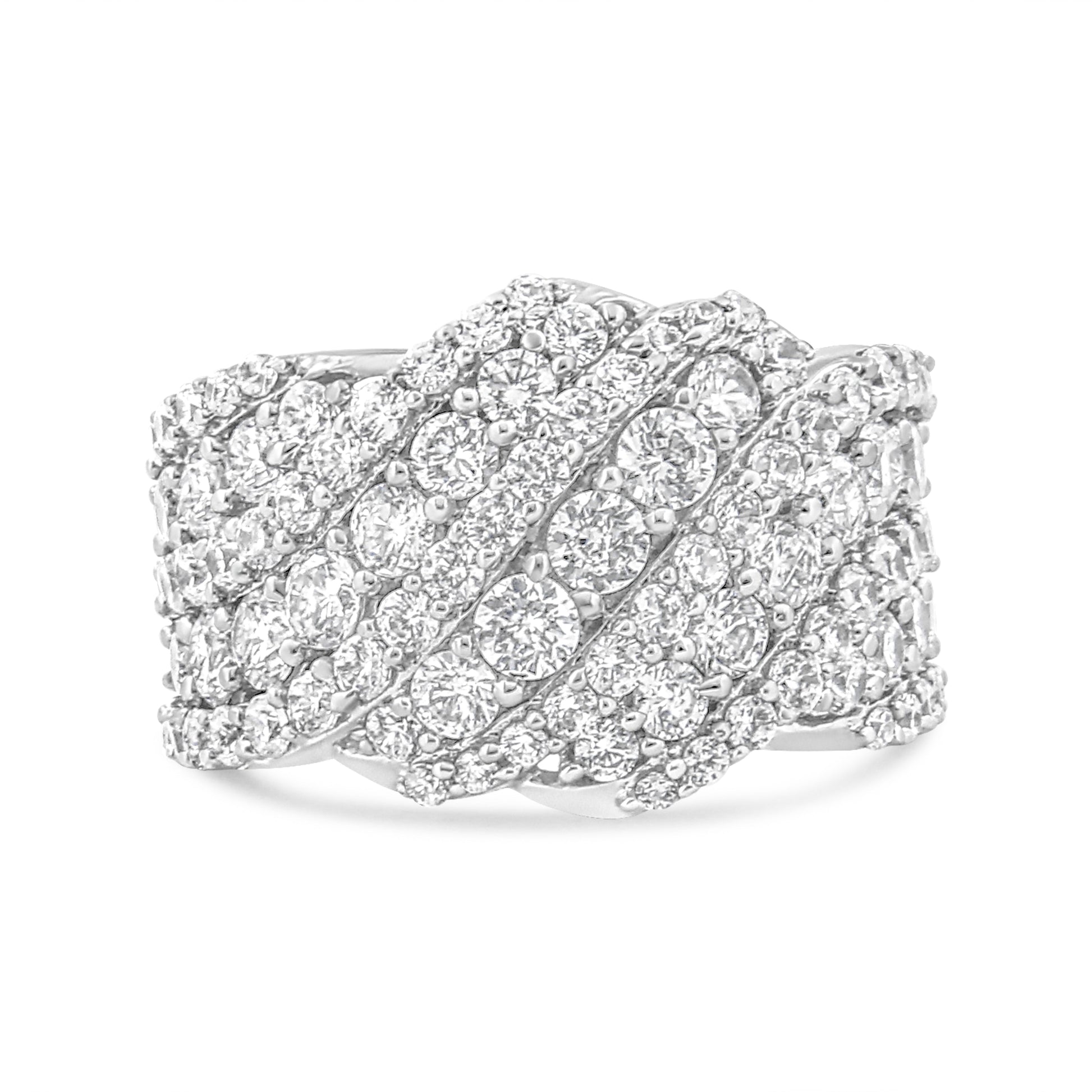 10K White Gold 3.00 Cttw Diamond Multi Row Cluster Band Ring (I-J Color, I3 Clarity) - Size 7 Bids.com