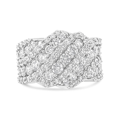 10K White Gold 3.00 Cttw Diamond Multi Row Cluster Band Ring (I-J Color, I3 Clarity) - Size 7 Bids.com