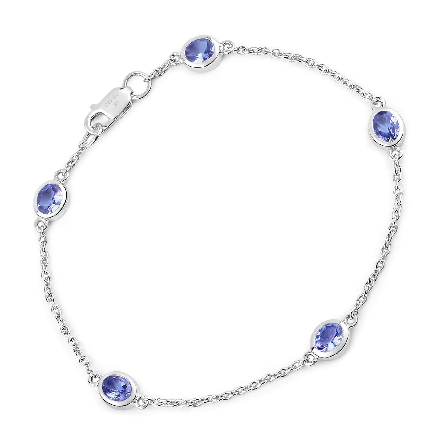 1.65 Carat Genuine Tanzanite .925 Sterling Silver Bracelet Bids.com