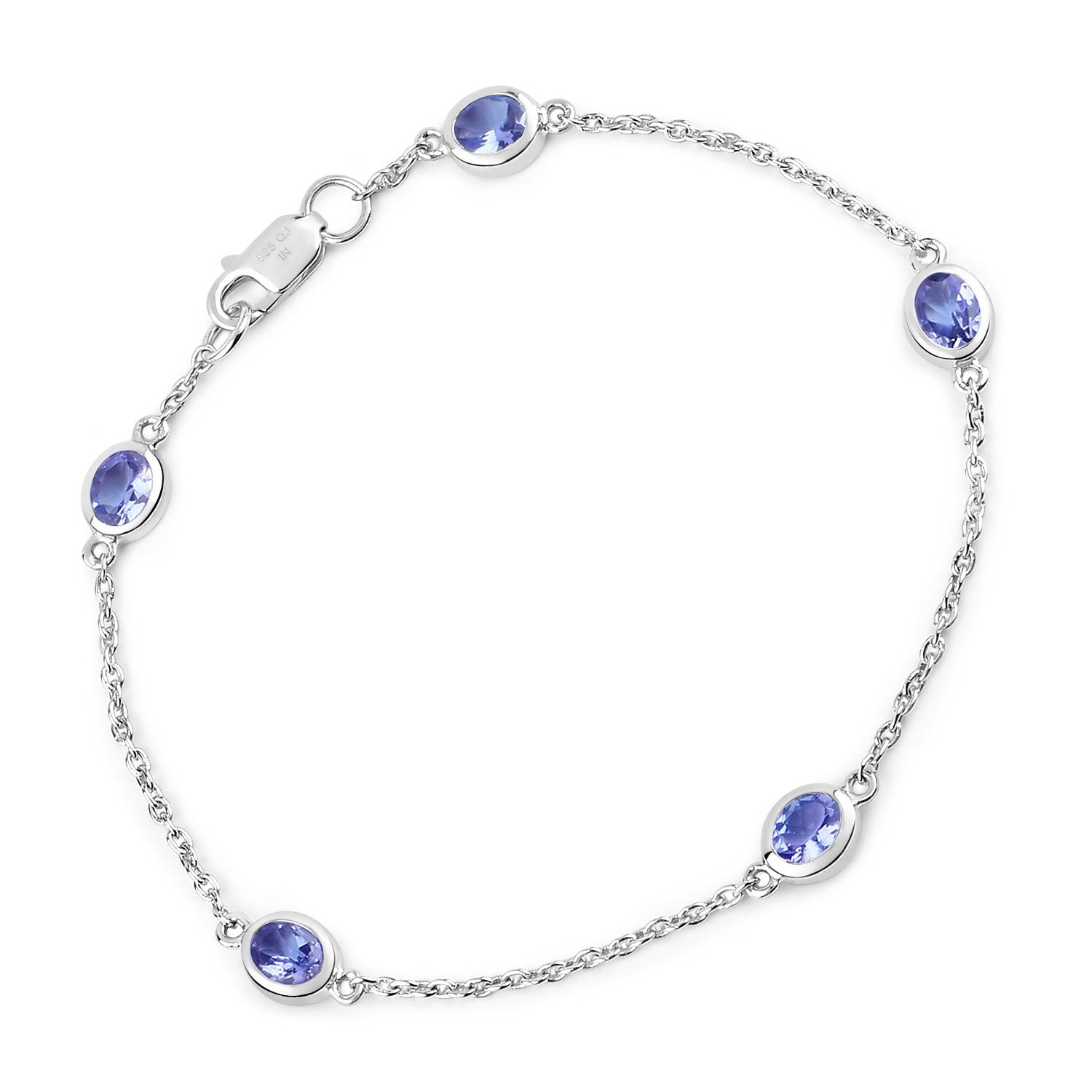 1.65 Carat Genuine Tanzanite .925 Sterling Silver Bracelet Bids.com