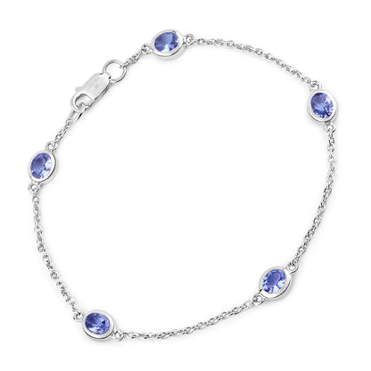 1.65 Carat Genuine Tanzanite .925 Sterling Silver Bracelet Bids.com