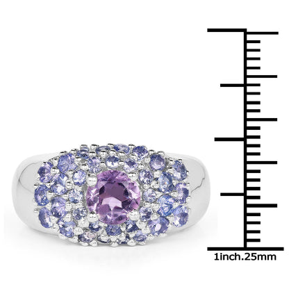 2.43 Carat Genuine Amethyst and Tanzanite .925 Sterling Silver Ring Bids.com