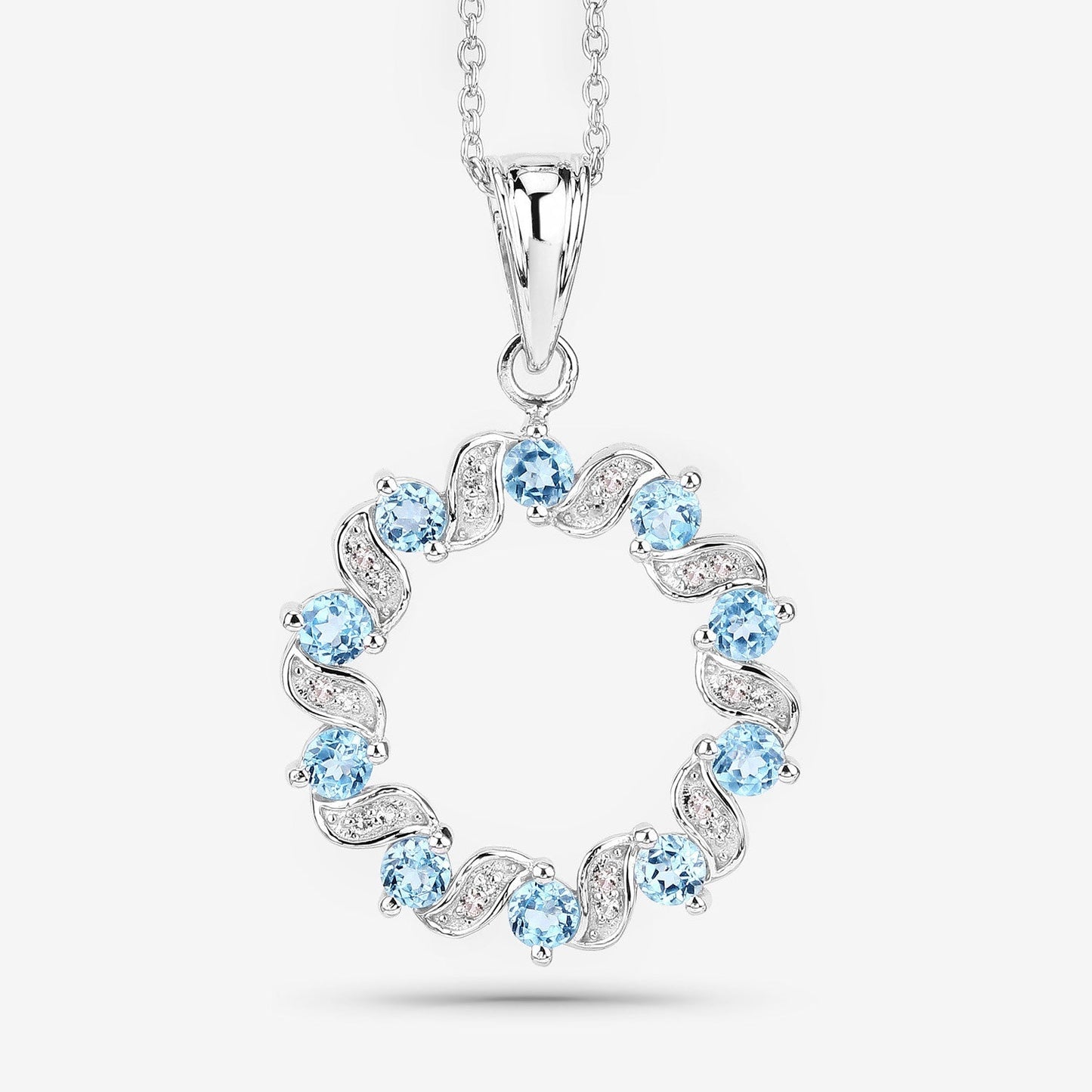 1.30 Carat Genuine Swiss Blue Topaz and White Topaz .925 Sterling Silver Pendant Bids.com