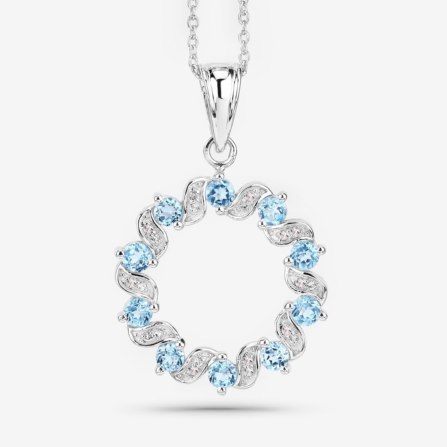 1.30 Carat Genuine Swiss Blue Topaz and White Topaz .925 Sterling Silver Pendant Bids.com