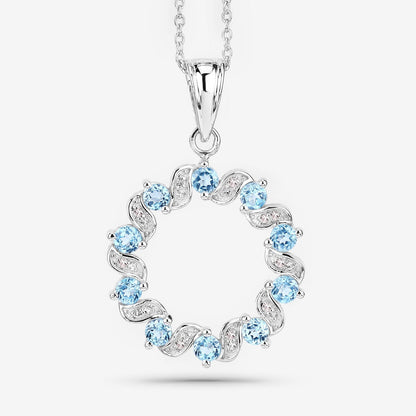 1.30 Carat Genuine Swiss Blue Topaz and White Topaz .925 Sterling Silver Pendant Bids.com