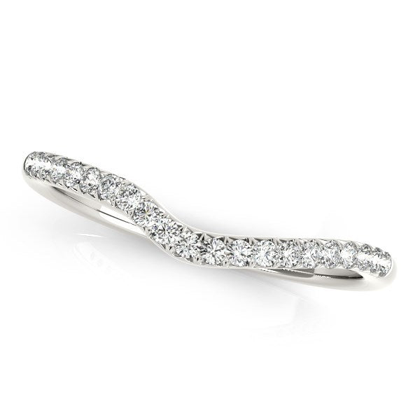 14k White Gold Curved Pave Diamond Wedding Ring (1/4 cttw) Bids.com