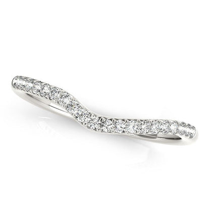 14k White Gold Curved Pave Diamond Wedding Ring (1/4 cttw) Bids.com