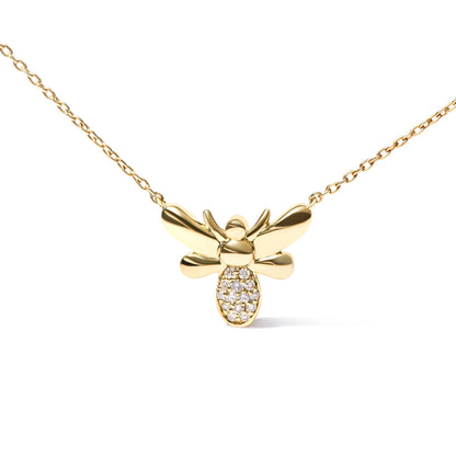 10K Yellow Gold Diamond Accented Bumble Bee Pendant 18" Inch Necklace (H-I Color, I1-I2 Clarity) Bids.com