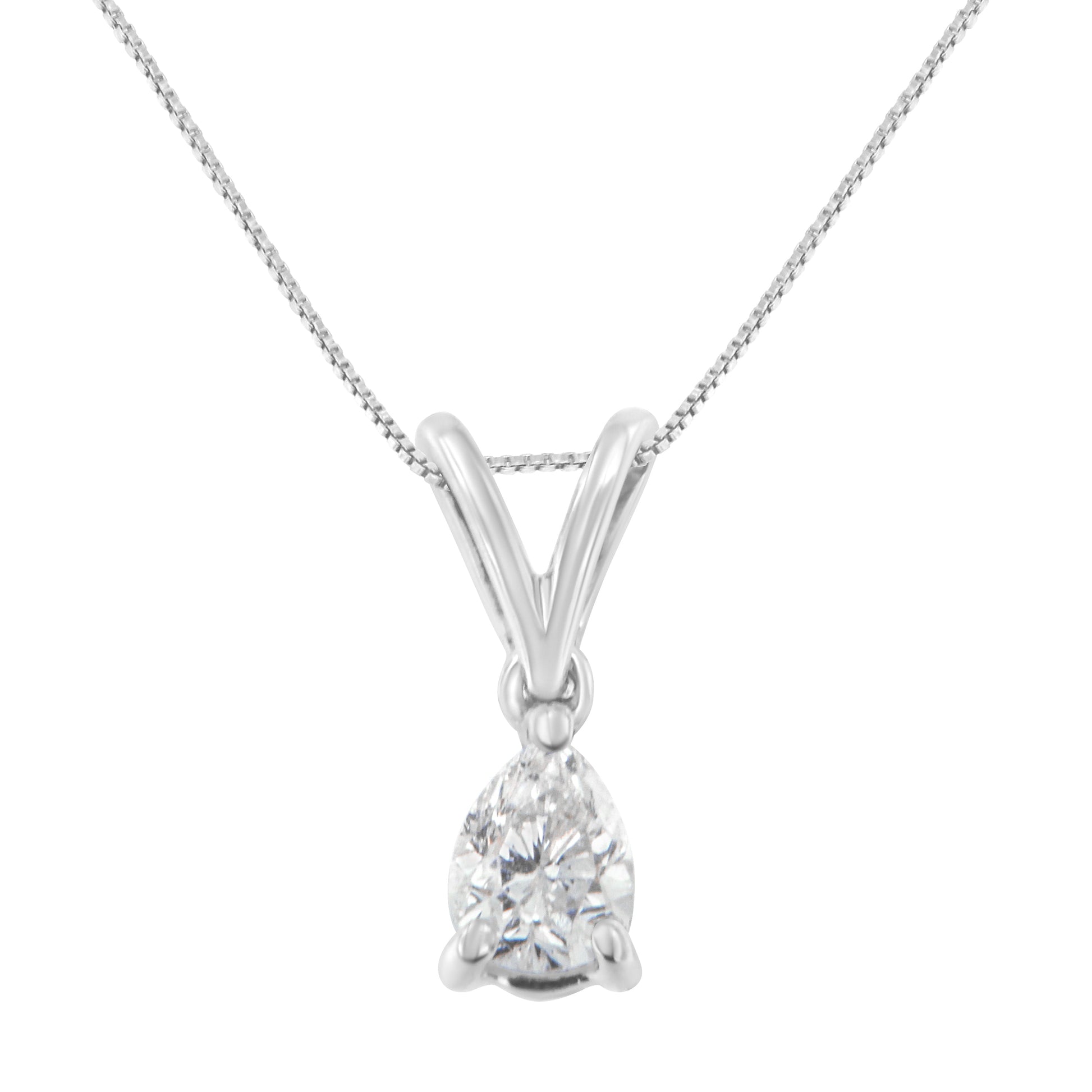 10K White Gold 1/5 cttw Diamond Pear Pendant Necklace (H-I, SI1-SI2) Bids.com