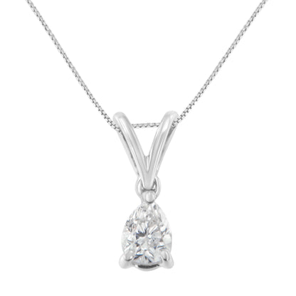 10K White Gold 1/5 cttw Diamond Pear Pendant Necklace (H-I, SI1-SI2) Bids.com