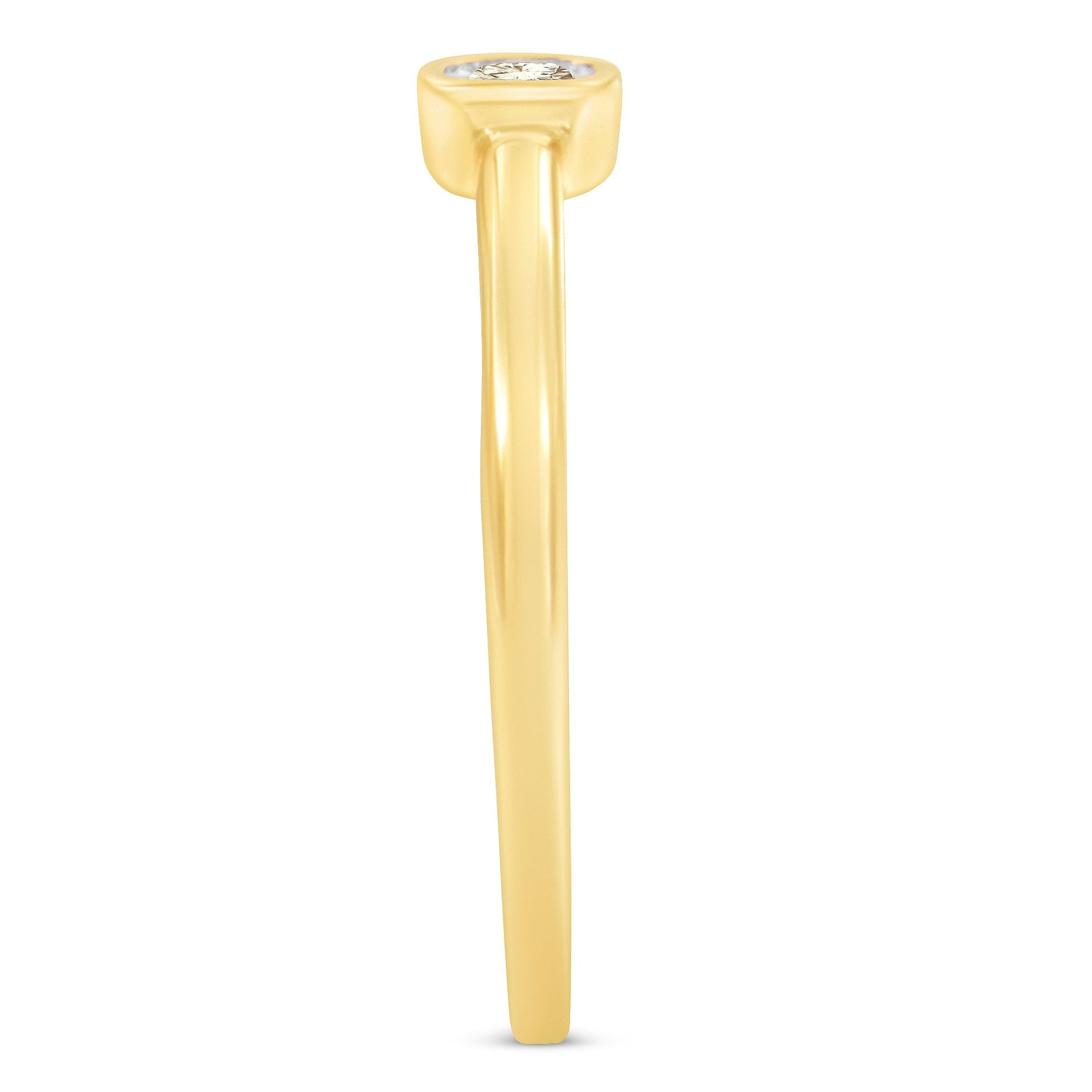 14K Yellow Gold Plated .925 Sterling Silver 1/20 Carat Diamond Square Cushion-Shaped Miracle Set Petite Fashion Promise Ring (J-K Color, I1-I2 Clarity) - Size 6 Bids.com