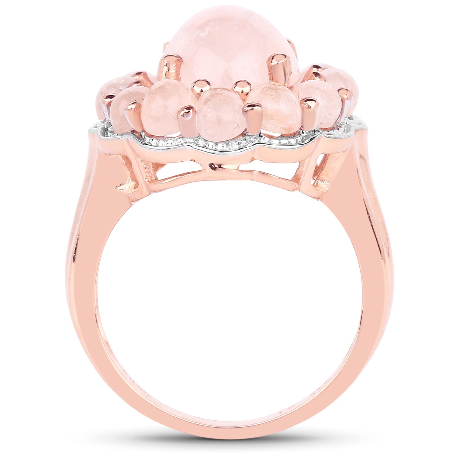 14K Rose Gold Plated 6.76 Carat Genuine Morganite .925 Sterling Silver Ring Bids.com