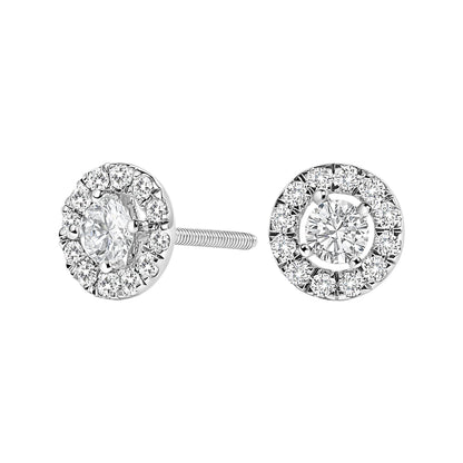 14K White Gold 3/4 Cttw Lab-Grown Diamond Floating Halo Stud Earring (F-G Color, VS1-VS2 Clarity) Bids.com