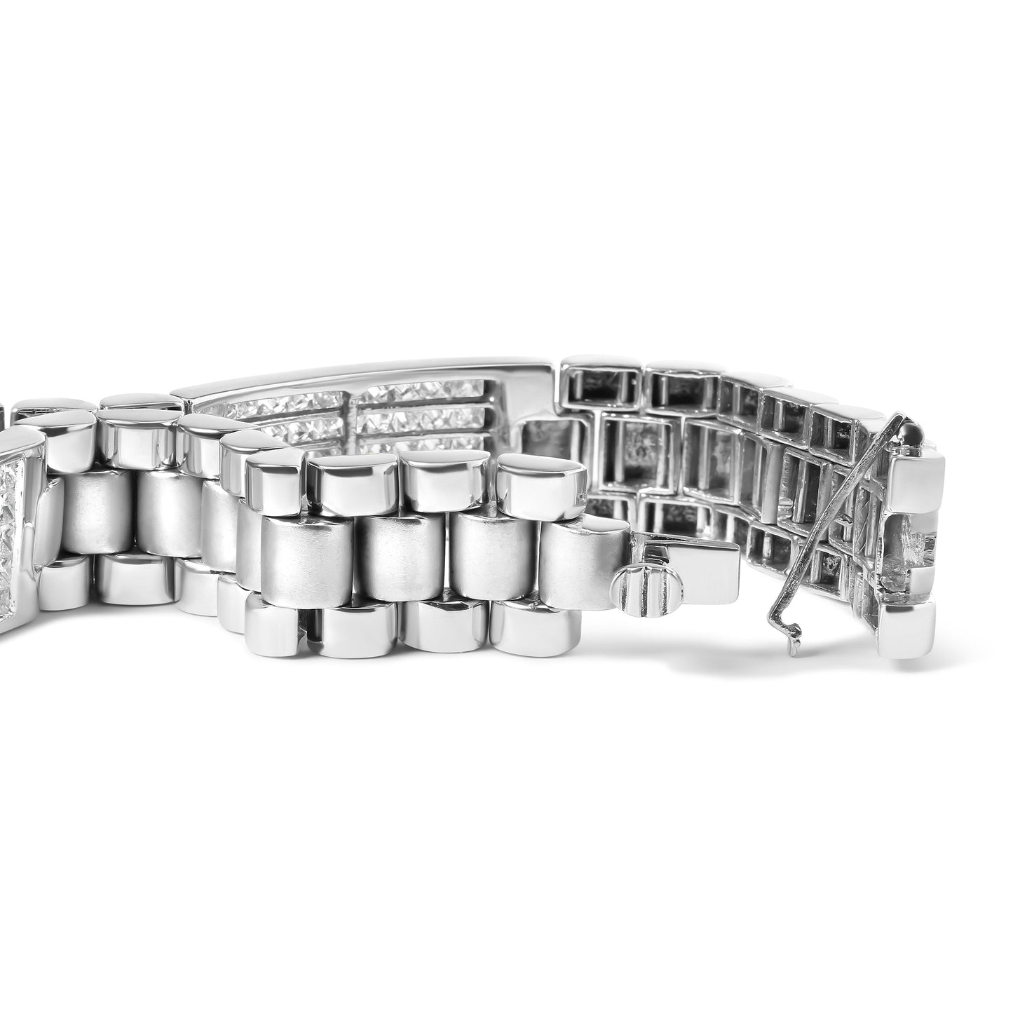 14K White Gold 12.0 Cttw Men's Invisible Set Princess Diamond Tennis Bracelet (G-H Color, VS1-VS2 Clarity) - Size 8.5" Inches Bids.com