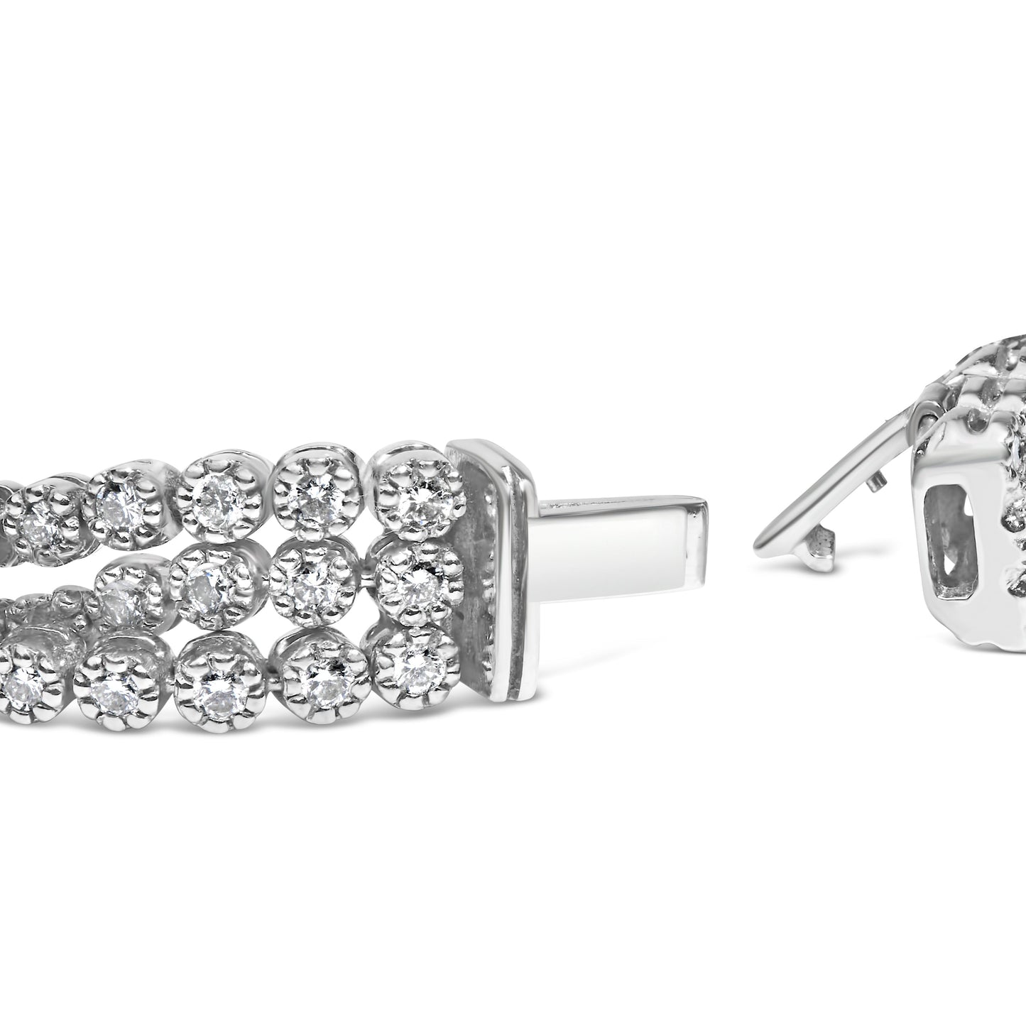 18K White Gold 5.00 Cttw Natural Diamond 3 Row Link Tennis Bracelet (G-H Color, VS1-VS2 Clarity) - 7.25" Inches Bids.com