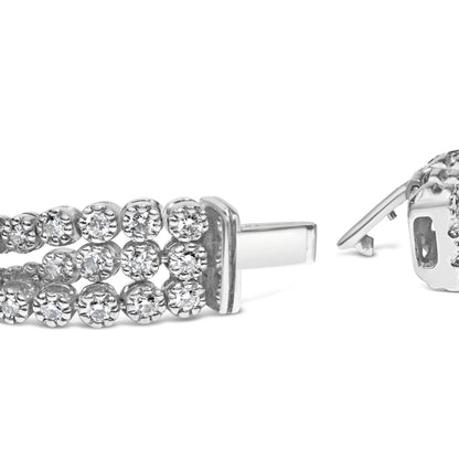 18K White Gold 5.00 Cttw Natural Diamond 3 Row Link Tennis Bracelet (G-H Color, VS1-VS2 Clarity) - 7.25" Inches Bids.com
