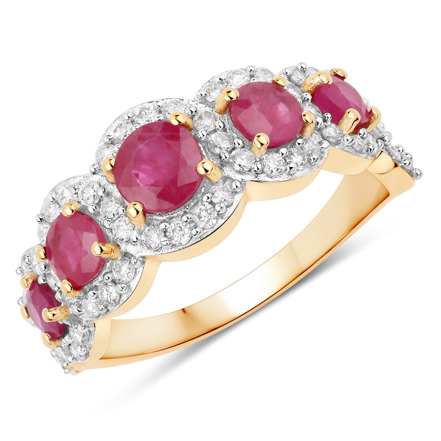 1.99 Carat Genuine Ruby and White Diamond 14K Yellow Gold Ring Bids.com