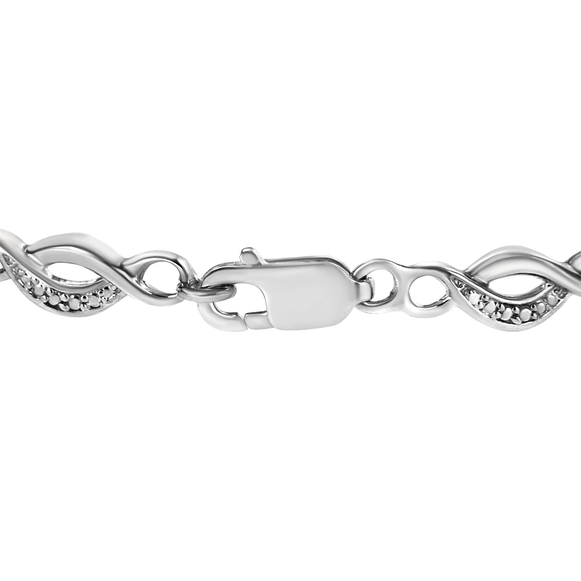 .925 Sterling Silver Prong Set Diamond Accent Curved Spiral Link Bracelet (I-J Color, I3 Clarity) - 7.25" Bids.com