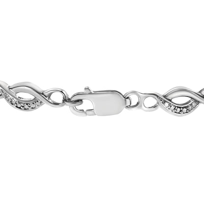 .925 Sterling Silver Prong Set Diamond Accent Curved Spiral Link Bracelet (I-J Color, I3 Clarity) - 7.25" Bids.com