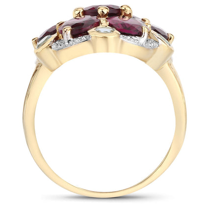 11.22 Carat Genuine Rhodolite and Blue Topaz .925 Sterling Silver Ring Bids.com