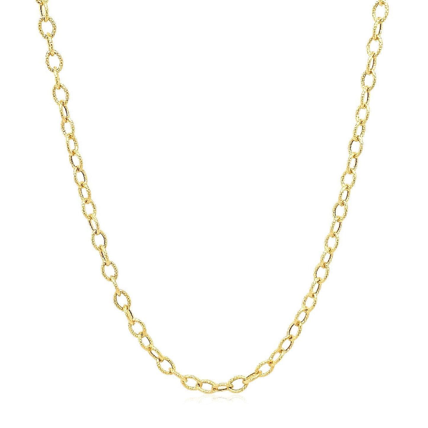 2.5mm 14k Yellow Gold Pendant Chain with Textured Links Bids.com
