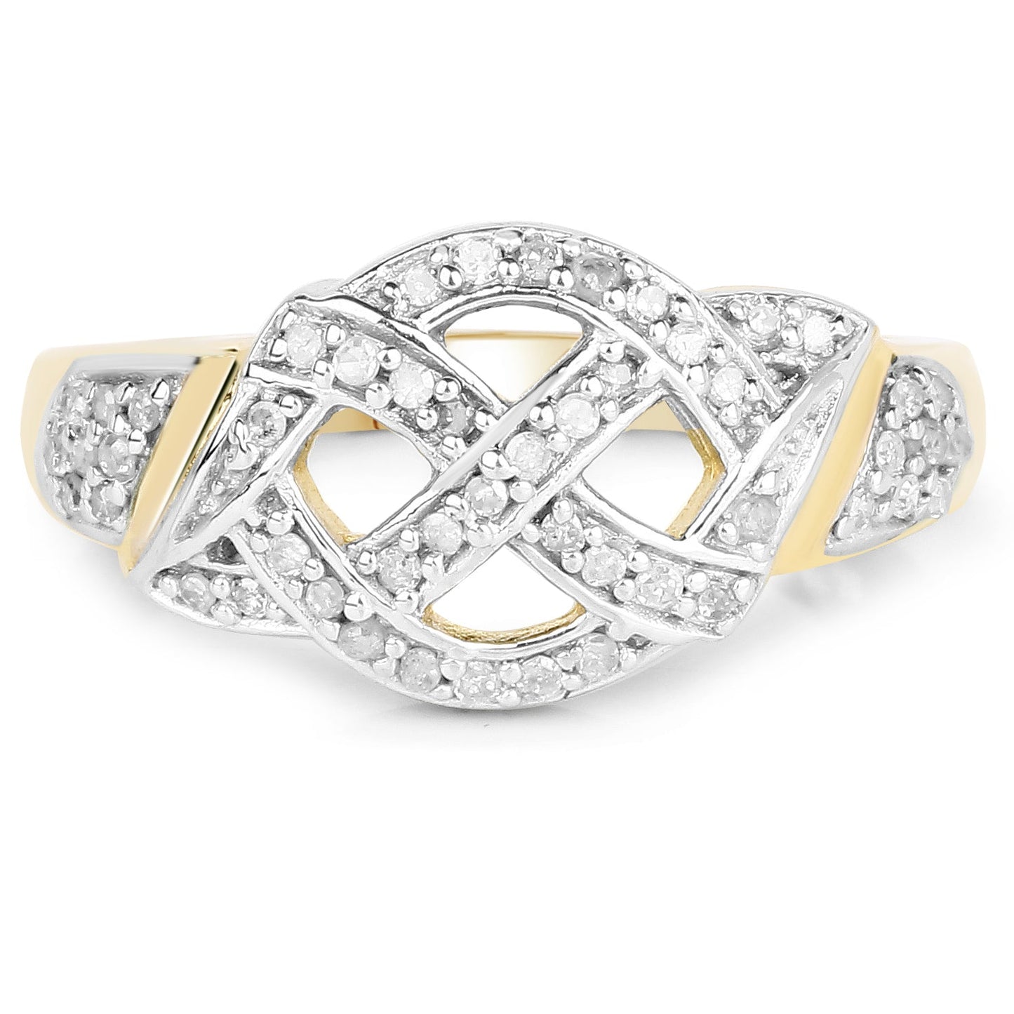 14K Yellow Gold Plated 0.21 Carat Genuine White Diamond .925 Sterling Silver Ring Bids.com