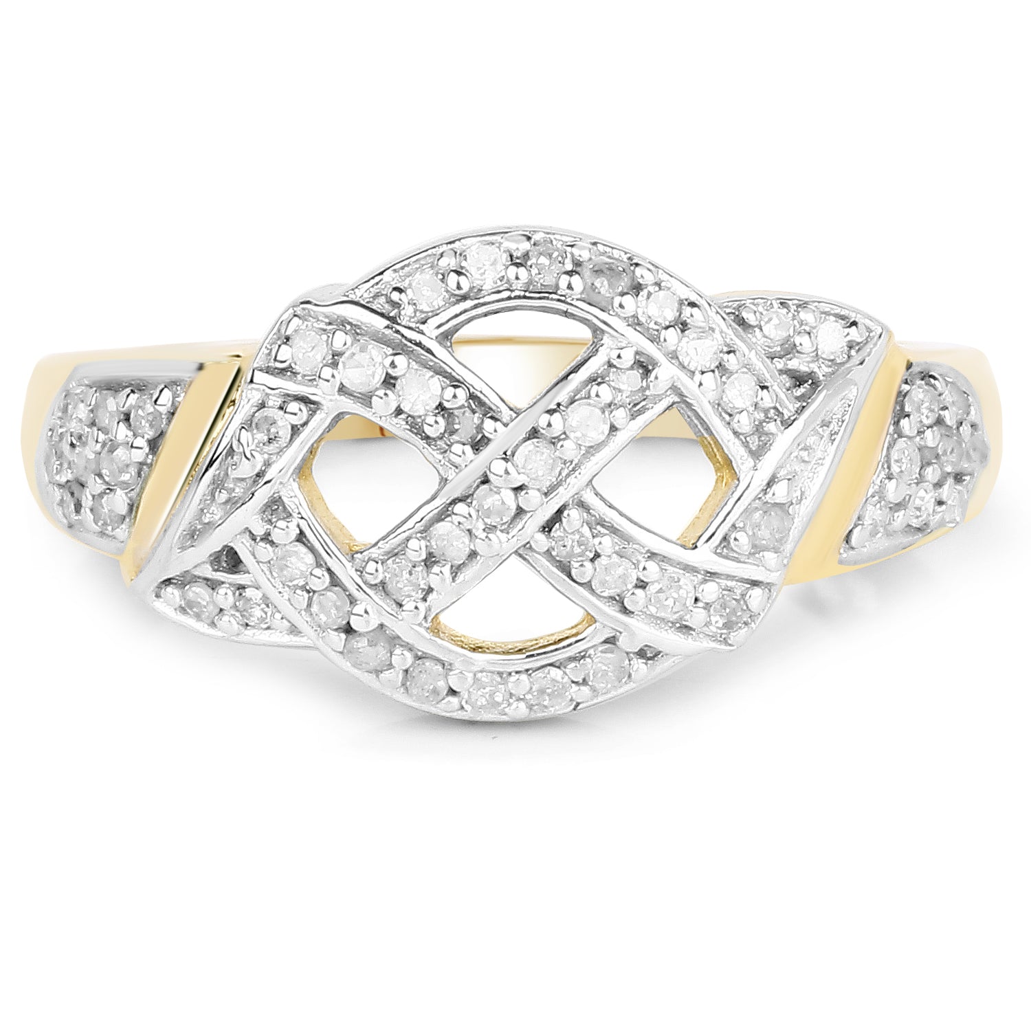 14K Yellow Gold Plated 0.21 Carat Genuine White Diamond .925 Sterling Silver Ring Bids.com