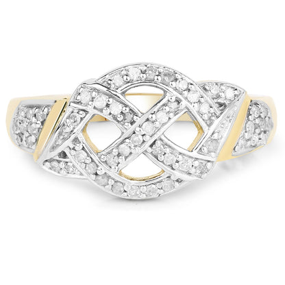 14K Yellow Gold Plated 0.21 Carat Genuine White Diamond .925 Sterling Silver Ring Bids.com